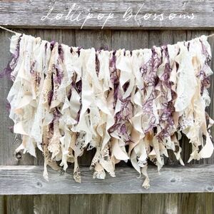 Boho Cream and Purple Fabric Garland